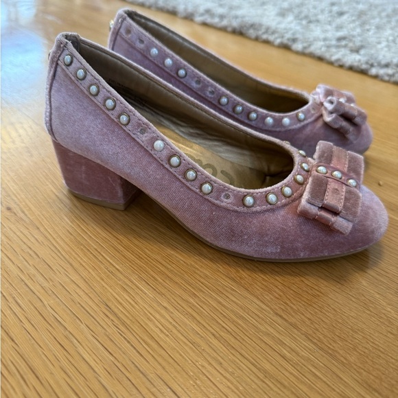 Sam Edelman Mauve Velvet Flats with Bow and Pearls kids girls shoes - Picture 10 of 14